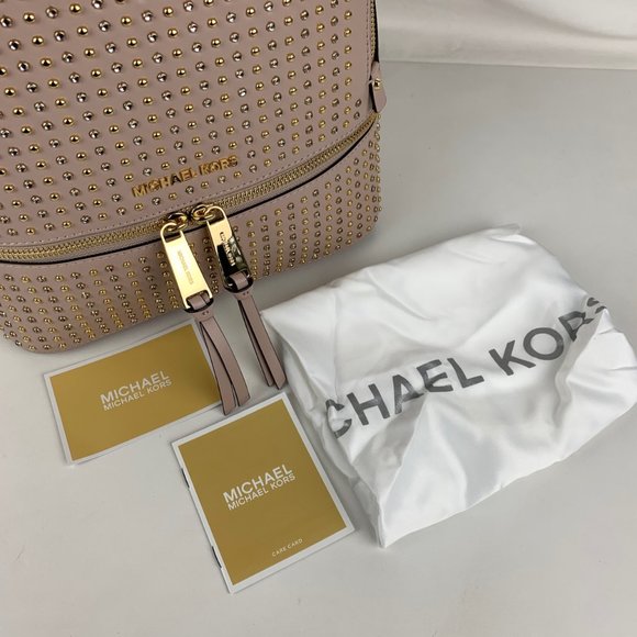 New Michael Kors Rhea Medium Leather Backpack - Picture 5 of 10